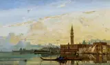 Henri Duvieux, Bacino San Marco mit Blick auf den Dogenpalast, Öl auf Leinwand