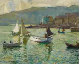 John Anthony Park, Der Hafen von St. Ives, Öl auf Holz