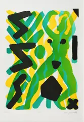 Vision by A. R. Penck, Farbaquatinta auf ZERKALL BÜTTEN (Wasserzeichen), sold Mar 2019