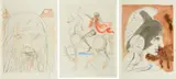 Hommage à Leonardo by Salvador Dalí, 1975, Serie von 3 Farbradierungen auf Velin, sold May 2019