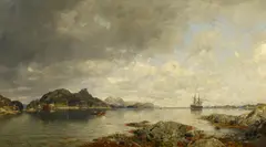 Georg Anton Rasmussen, Fjordlandschaft, Öl auf Leinwand