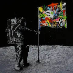 Martin Whatson, Flag on the Moon, 2013, Farbserigrafie auf Aluminium
