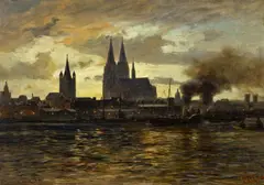 Abend bei Köln by Heinrich Hartung, Öl auf Leinwand, sold May 2019