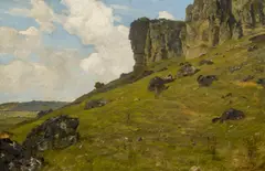 Felsen bei Gerolstein by Heinrich Hartung, Öl auf Papier, sold May 2019