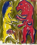 Deutsch-Russische Verwandlung by A. R. Penck, 1990, Acryl und Serigraphie auf Leinwand, sold May 2019