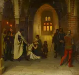 Johannes Heydeck, Historisierende Szene (in der Marienburg?), Öl auf Leinwand