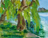 "Fraenkelufer mit Urban" by Rainer Fetting, 2007, Öl auf Leinwand, sold May 2019