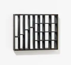 Ohne Titel (Spiegelobjekt) by Adolf Luther, 1978, Spiegel in schwarz gefasstem Holzkasten (Setzkasten) mit Plexiglasscheibe., sold Jan 2020