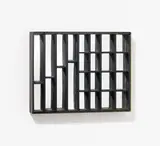 Adolf Luther, Ohne Titel (Spiegelobjekt), 1978, Spiegel in schwarz gefasstem Holzkasten (Setzkasten) mit Plexiglasscheibe.