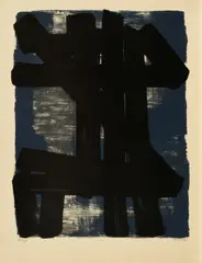 Pierre Soulages, Lithografie Nr. 6, 1957, Farblithografie auf BFK RIVES (Wasserzeichen)