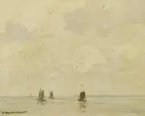 Wilhelm Hambüchen, Heimkehrende Boote, Öl auf Leinwand