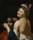Holländischer Klassizist, Junge Dame mit Katze, Öl auf Leinwand