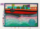 Look at it on a rainy day by Friedensreich Hundertwasser, 1971/72, Holzkassette mit zehn Farbserigraphien und Metallprägung auf unterschiedlichen Papieren, sold May 2019