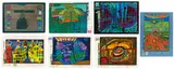 Look at it on a rainy day by Friedensreich Hundertwasser, 1971/72, Holzkassette mit zehn Farbserigrafien und Metallprägung auf unterschiedlichen Papieren, sold Nov 2019