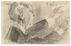 Robert Sterl, Erich von Schuch dirigierend, Um 1911, Bleistift auf Papier