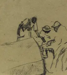 Robert Sterl, Steinbrecher, zwischen 1907 und 1913, Schwarze Kreide auf Papier