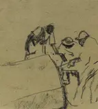 Robert Sterl, Steinbrecher, zwischen 1907 und 1913, Schwarze Kreide auf Papier