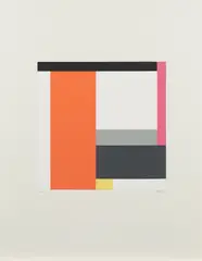Komposition mit rotem Balken by Walter Dexel, 1971, Farbserigrafie auf Velin, sold Sep 2019