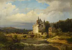 Carl Dahl, Herrenhaus in der Landschaft, Öl auf Leinwand
