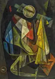 Wilhelm Imkamp, "Komposition mit Kreis (Große Fassung)", 1945/1968, Öl auf Leinwand