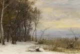 Anders Andersen-Lundby, Wintertag am Seeufer, Öl auf Leinwand