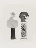David Hockney, The Student. Aus: Hommage à Picasso, 1972, Aquatintaradierung auf Arches