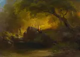 Karl Millner, Frauen an der Waldquelle, Öl auf Leinwand