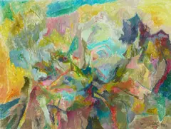 Bernard Schultze, "Landschafts-Verheissung", 2001, Öl auf Leinwand