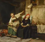 Karl Hübner, Der Liebesbrief, Öl auf Leinwand