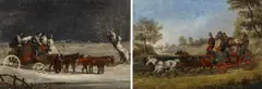 Henry Thomas Alken, Zwei Gemälde: Postkutsche im Sommer. Sowie Postkutsche im Winter, Jeweils: Öl auf Holz