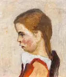 Paula Modersohn-Becker, Kopf eines sitzenden Mädchens, nach links, Um 1898, Öl auf Leinwand