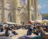 Henry-Alphonse Barnoin, Marche à Quimper, Öl auf Holz