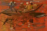Robert Sterl, "Boot auf Wolga", Öl auf Karton