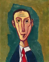 Karl Hoff, Expressionistisches Männerbildnis mit roter Krawatte, 1954, Öl auf Leinwand