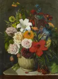 Manuel de la Cuadra, Blumenstillleben, Öl auf Leinwand