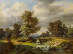 Hermann Theodor Schultz, "Landschaft mit aufziehendem Gewitter", Öl auf Leinwand