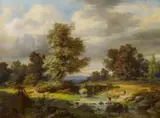 Hermann Theodor Schultz, "Landschaft mit aufziehendem Gewitter", Öl auf Leinwand