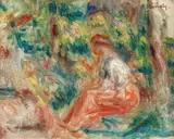 Jeune fille assise dans un Jardin by Pierre-Auguste Renoir, Öl auf Leinwand, sold May 2019