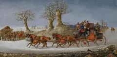 Henry Thomas Alken, Winterlandschaft mit Postkutsche, Öl auf Leinwand