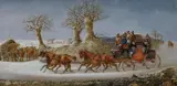 Henry Thomas Alken, Winterlandschaft mit Postkutsche