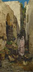 Alfred Chataud, Nordafrikanischer Gemüsemarkt, Öl auf Leinwand