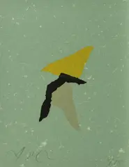 Ohne Titel by Jean Arp, Farbradierung auf grünem Bütten, sold May 2019