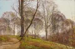 Janus Andreas LaCour, Frühling im Buchenwald, Öl auf Leinwand