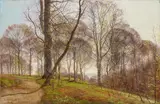 Janus Andreas LaCour, Frühling im Buchenwald, Öl auf Leinwand
