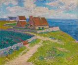 Henry Moret, "Un village à Ploemeur, Morbihan", Öl auf Leinwand