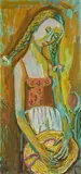 Otto Dix, Stehendes Mädchen mit Strohhut in den Händen, 1958, Öl auf Holz