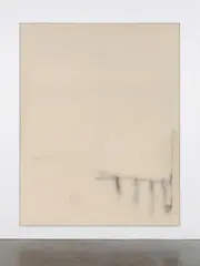 David Ostrowski, F (Rom), 2013, lacquer and canvas collage on canvas, in artist's frame
