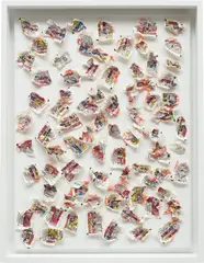 I can go steady with any girl I please by Dan Colen, 2008-09, chewing gum and Bazooka Joe wrappers on canvas, in artist's frame, offered Oct 2020