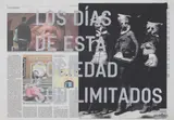 Los Dìas de Esta Sociedad. Pussy Riot by Rirkrit Tiravanija and Tomas Vu, 2015, silkscreen on newspaper, offered Oct 2020