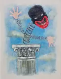 Michael Ray Charles, (Forever Free) Surprise, 2003, household paint and copper penny on board